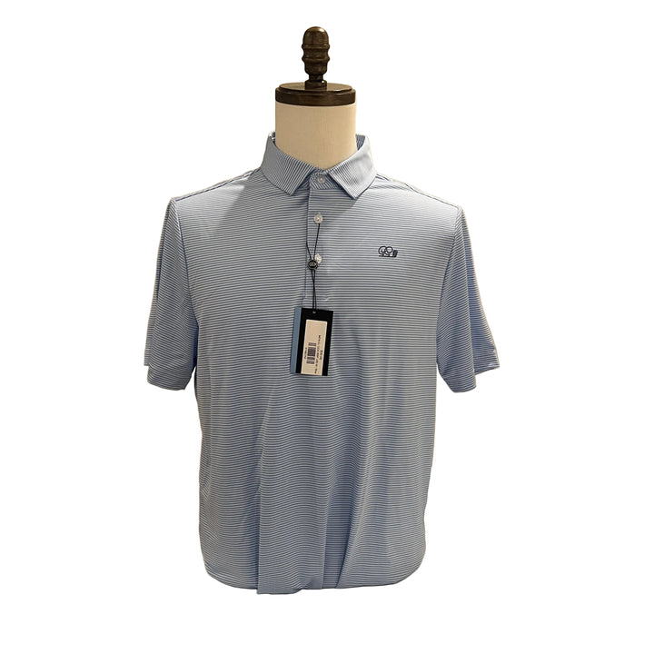 Good Good Golf Birdie Blue Polo - Light Blue Stripe - Skorzie