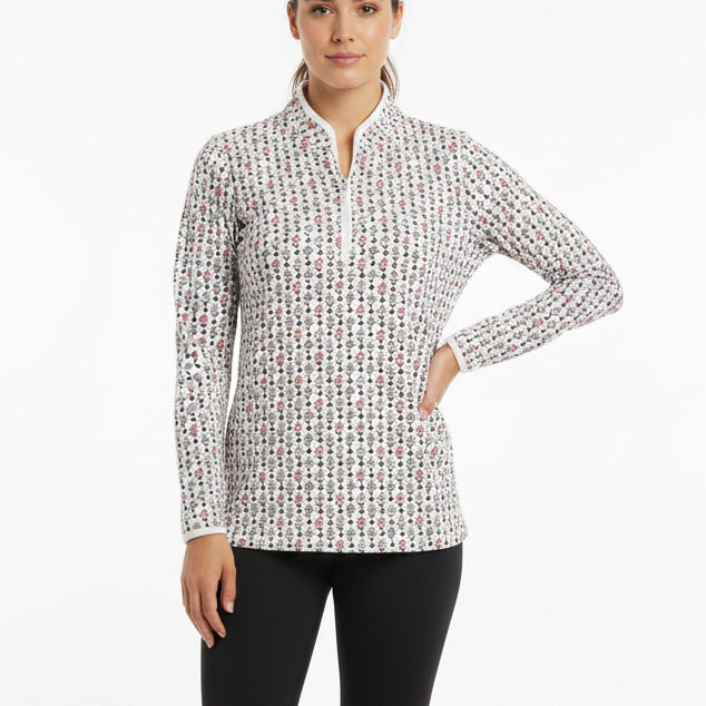 Smith & Quinn Women's L/S Polo Carey 1/4 Zip Falling Petals
