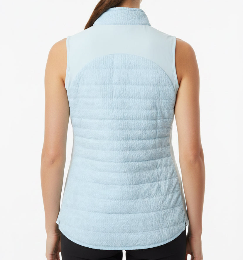 Peter Millar Women's Vest Fuse Seersucker Hybrid Sky Blue Size XS