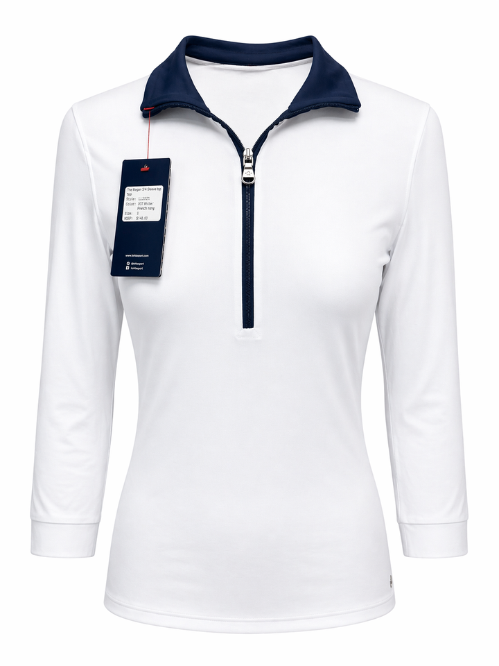 Lohla Sport Megan 3/4 Sleeve Top - White/Cotton Candy - Small - Skorzie