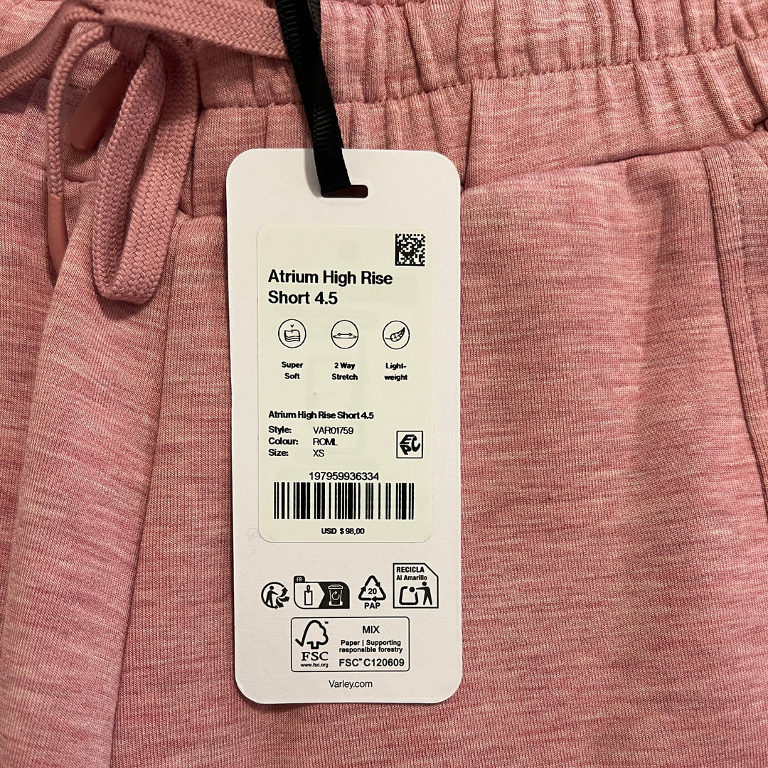 Varley Women's Shorts Atrium High-Rise 4.5" Rose Marl Size XS