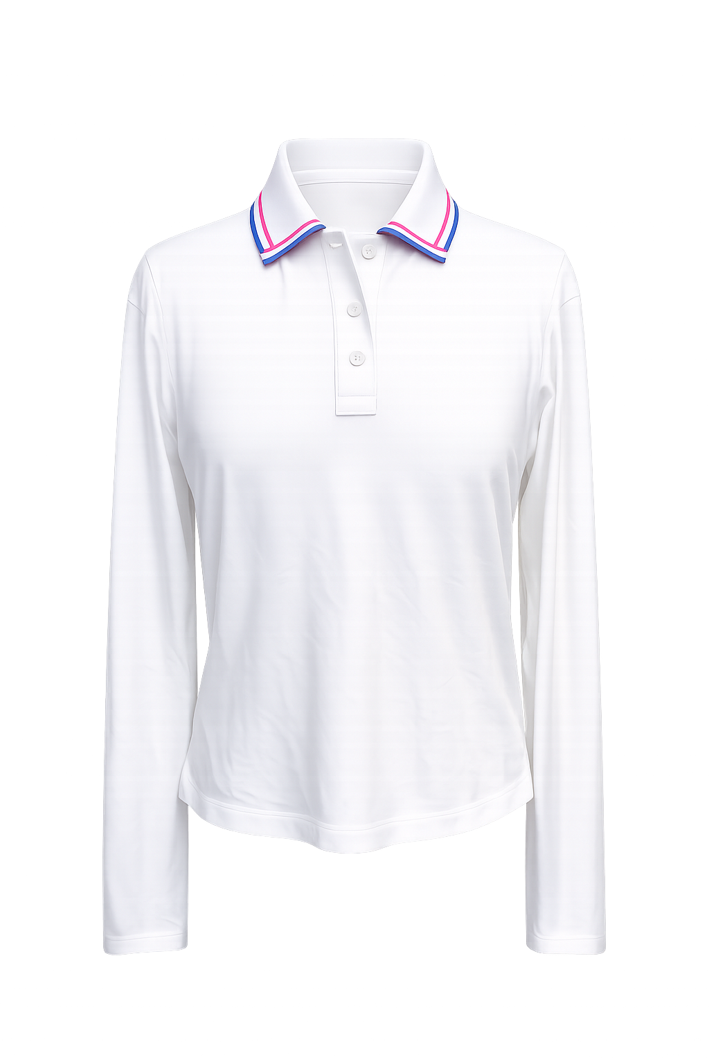 G/FORE Silky Tech Nylon Long Sleeve Polo - White/Pink/Blue - Small