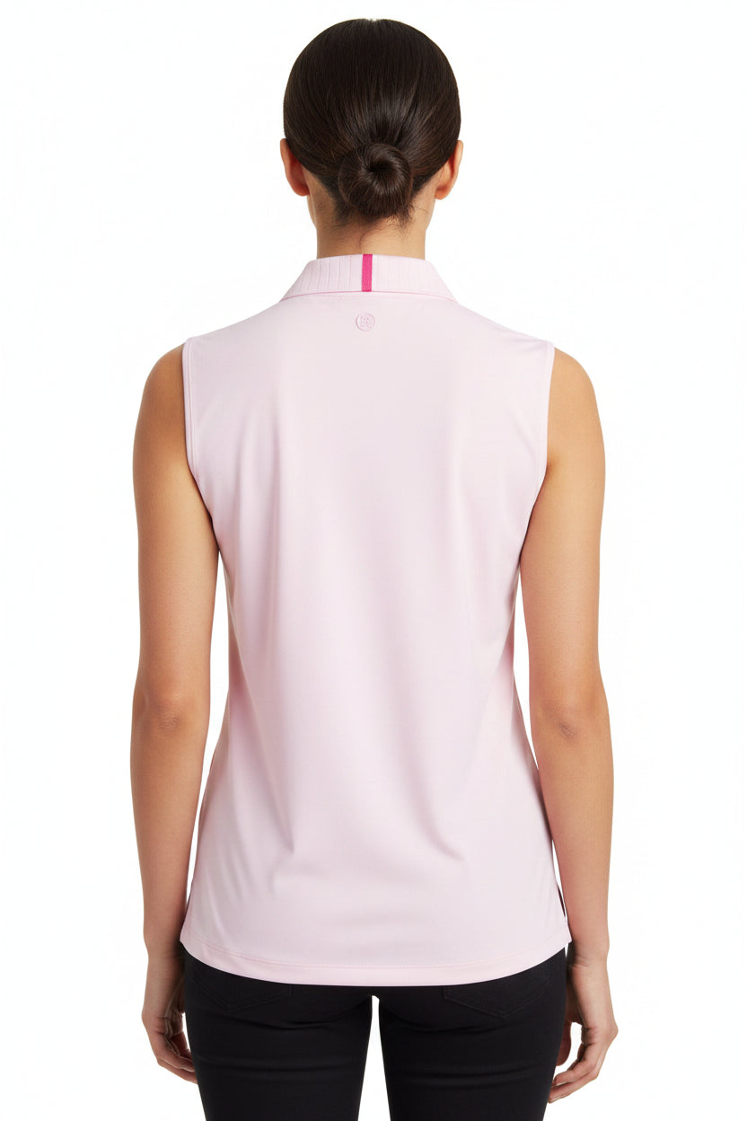 G/FORE Womens Silky Tech Sleeveless Button Polo - Blush