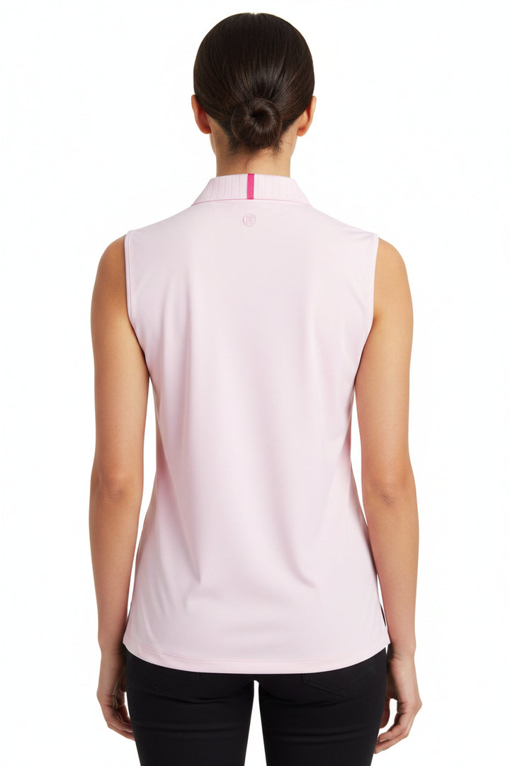 G/FORE Womens Silky Tech Sleeveless Button Polo - Blush
