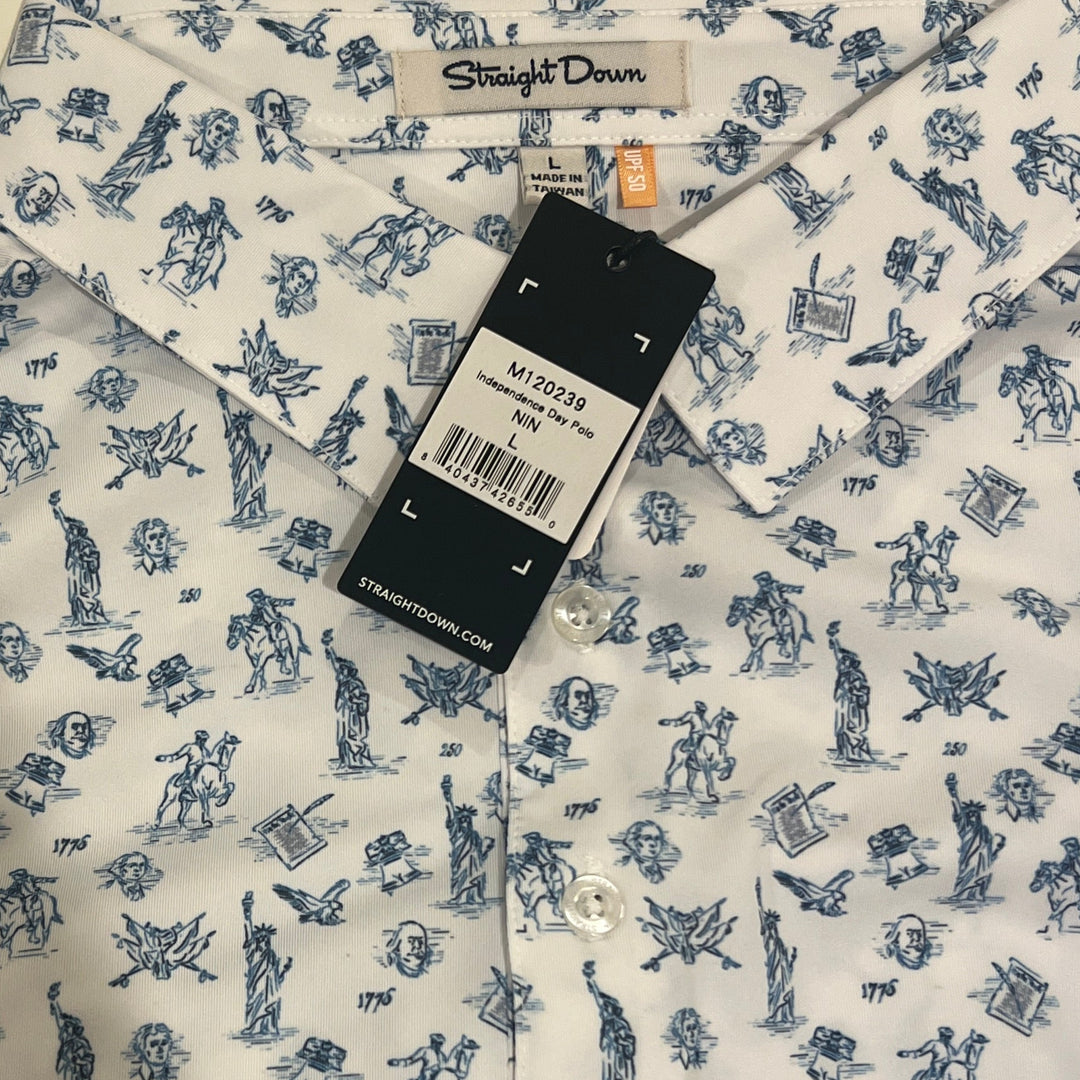 Straight Down Men's Golf Polo Independence Day New Indigo Size L