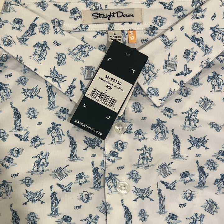 Straight Down Men's Golf Polo Independence Day New Indigo Size L