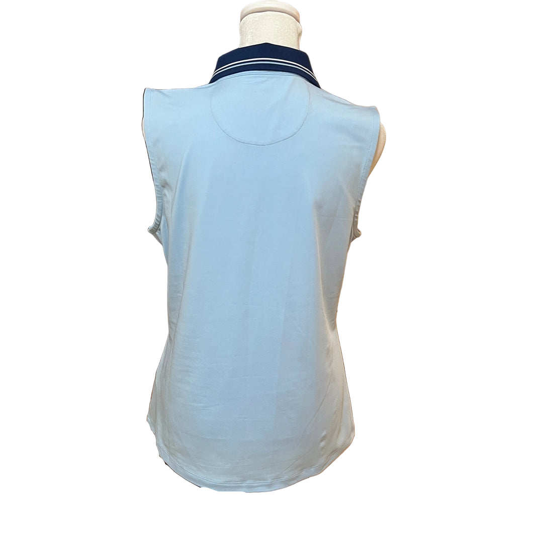 Greg Norman Rally Tipped Sleeveless Polo - Blue Haze - Medium - Skorzie