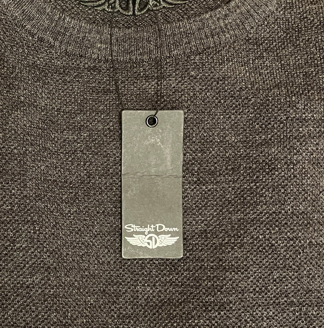 Straight Down Men's Golf Crewneck Sweater Links Charcoal Heather Size L