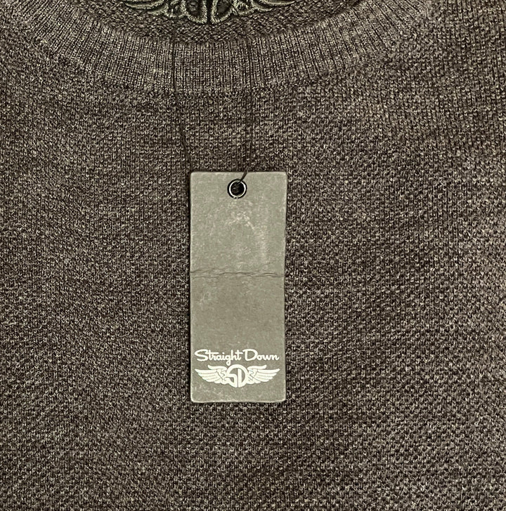 Straight Down Men's Golf Crewneck Sweater Links Charcoal Heather Size L
