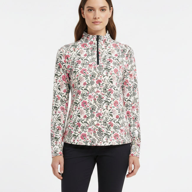 Smith & Quinn Women's L/S Polo Ava 1/4 Zip Perennial Play Pink Size L
