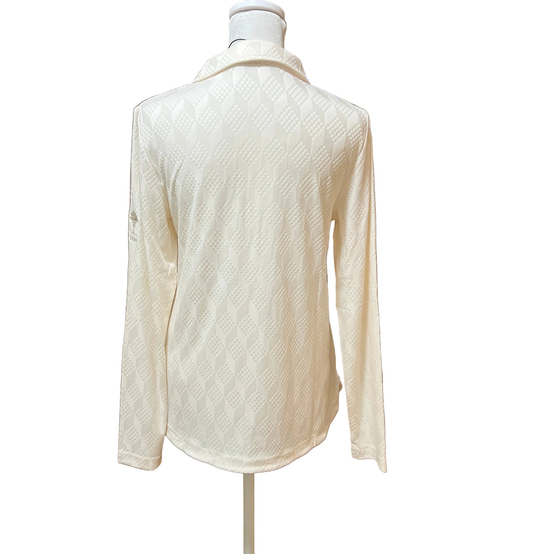 Daily Sports Jacquard LS Polo (w/ logo) - Ivory - Skorzie