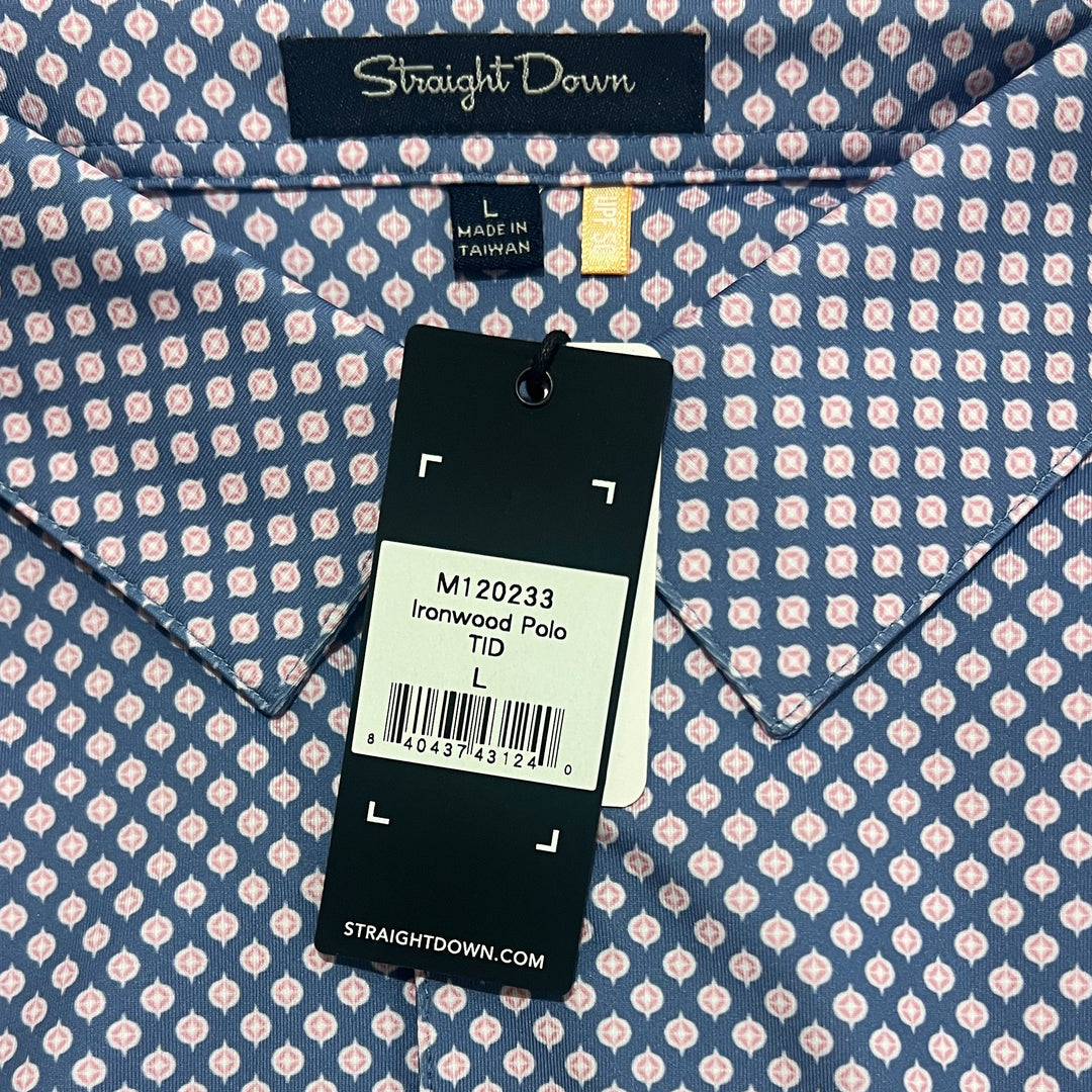 Straight Down Men's Golf Polo Ironwood Tidal Size L
