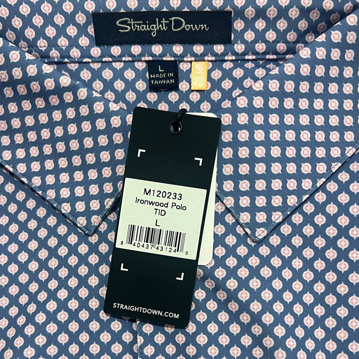 Straight Down Men's Golf Polo Ironwood Tidal Size L