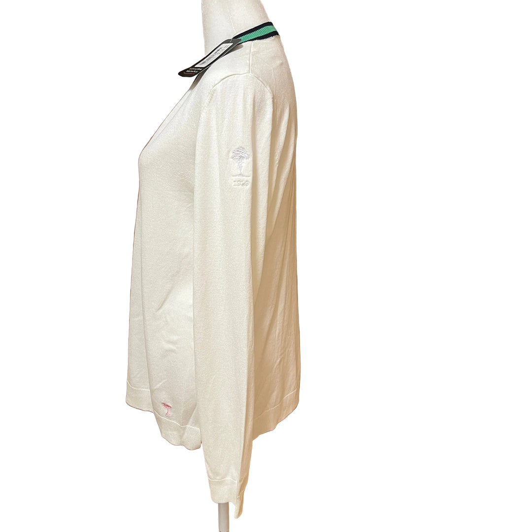 Golftini Stretch V-Neck Sweater (w/logo) - White/Kelly Green - X-Large - Skorzie