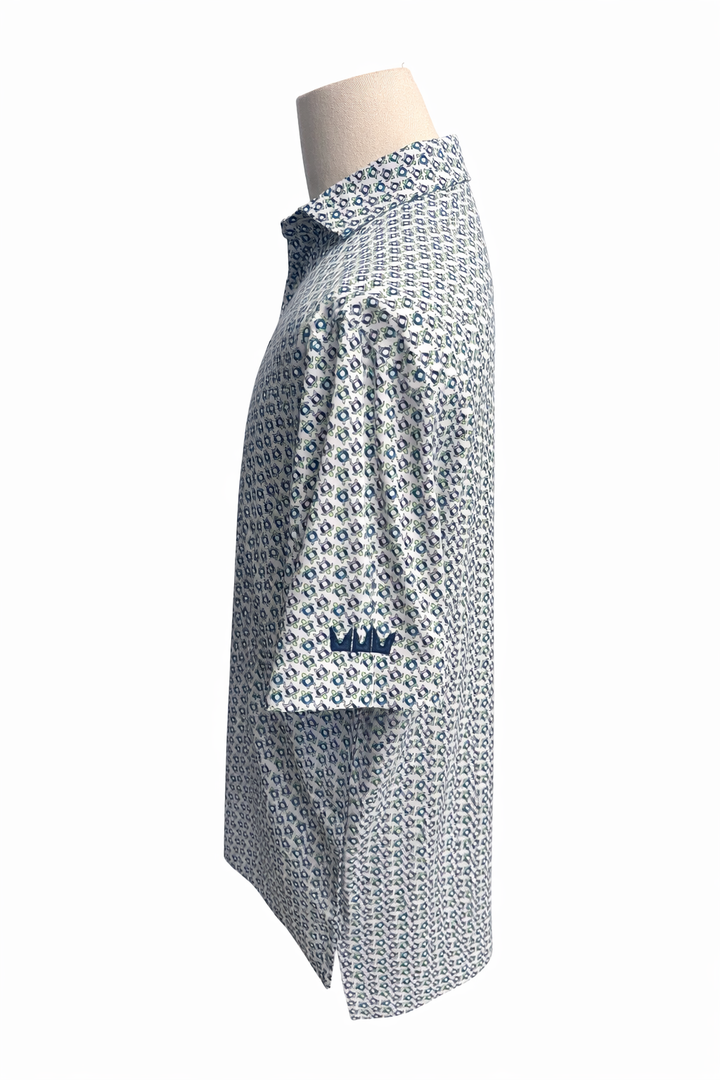 Turtleson Shelby Performance Polo (w/ logo) - White/Lime - Small - Skorzie