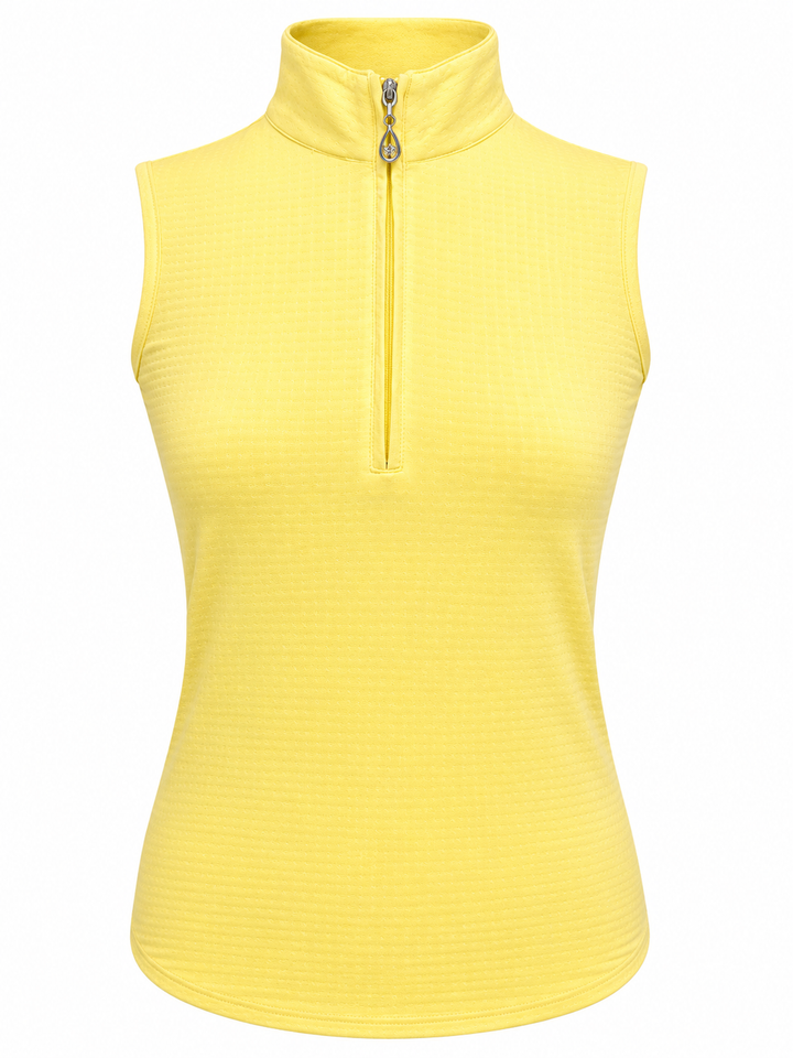 SanSoleil Womens Sleeveless Zip Top - Lemon Zest - XS