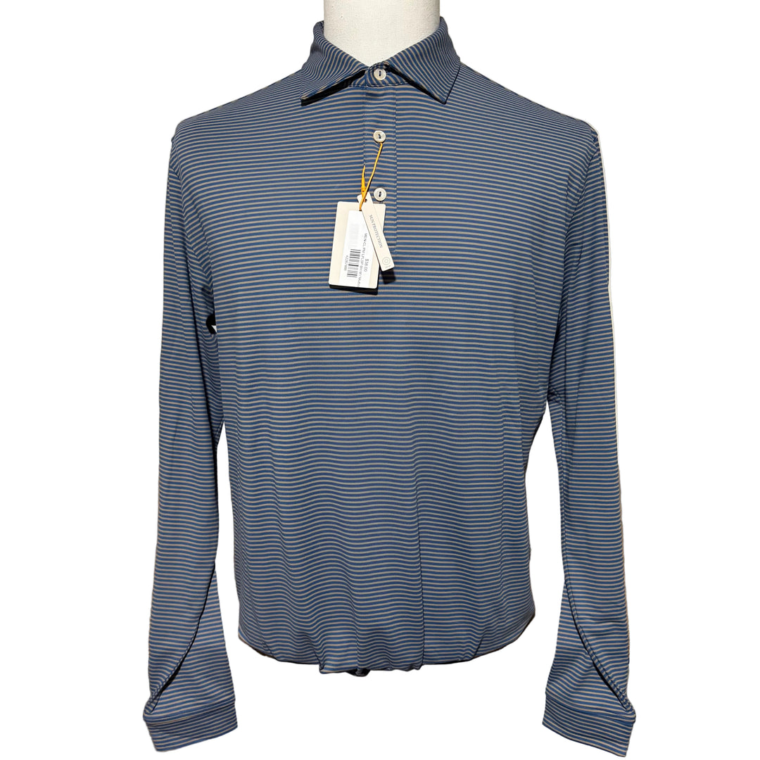 Peter Millar Lyons Performance L/S Polo (w/logo) - Blue Haze - Skorzie