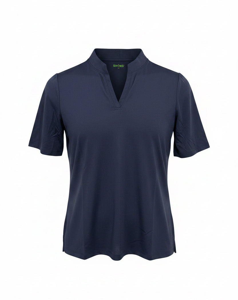 Swing Control Solid S/S V-Neck Velocity Polo - Navy - Small - Skorzie