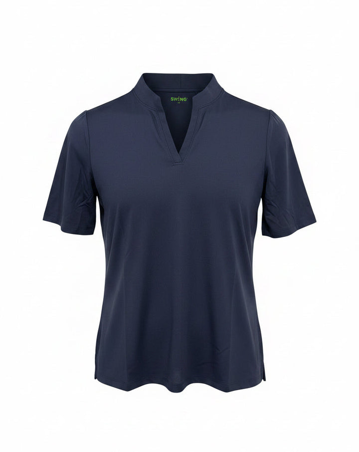 Swing Control Solid S/S V-Neck Velocity Polo - Navy - Small - Skorzie