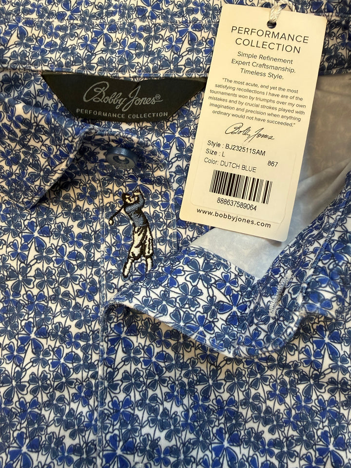 Bobby Jones Performance Lucky Print Jersey Polo - Dutch Blue - Large