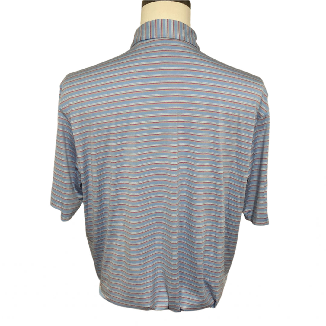 Turtleson Rory Stripe Polo (w/ logo) - Luxe Blue/Rouge Red - Large - Skorzie