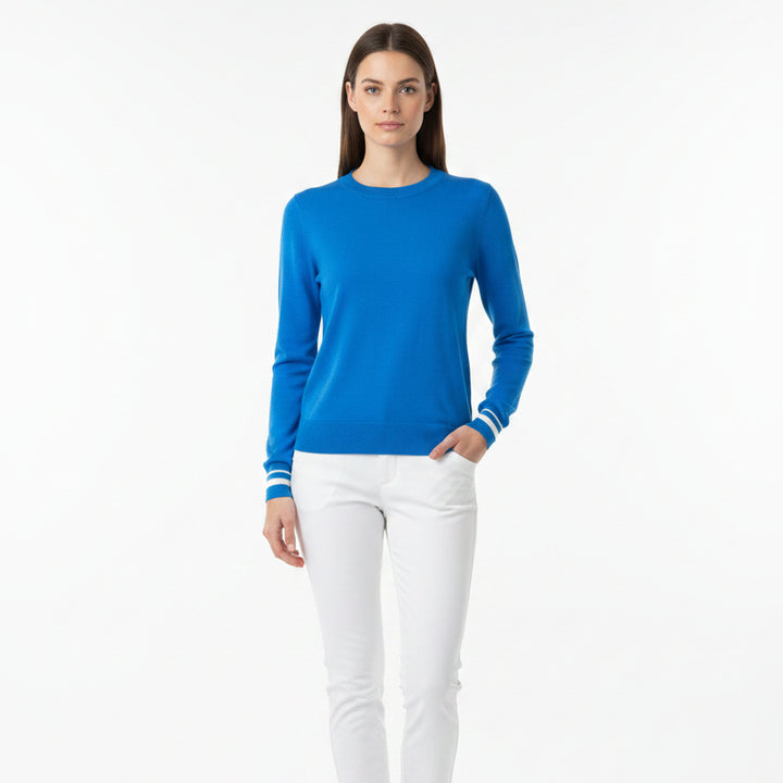 G/FORE Women's Sweater Crewneck Cooling Cotton Chalk Cerulean Size S
