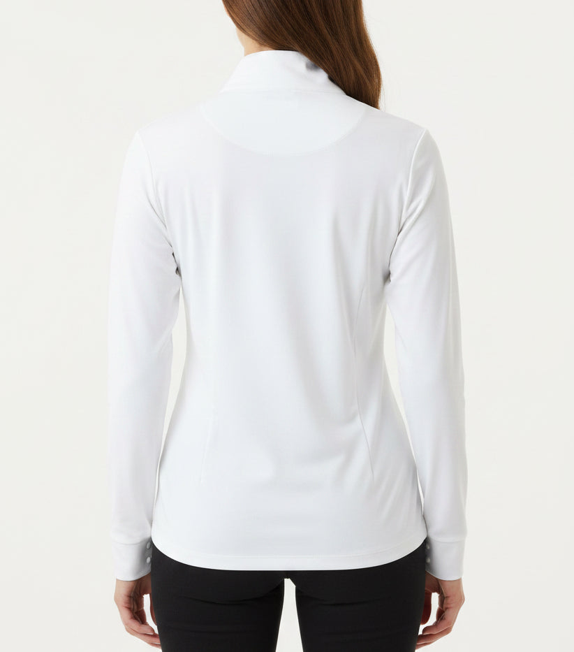 Kastel Women's L/S Polo 1/4 Zip Tailored Show White Size L