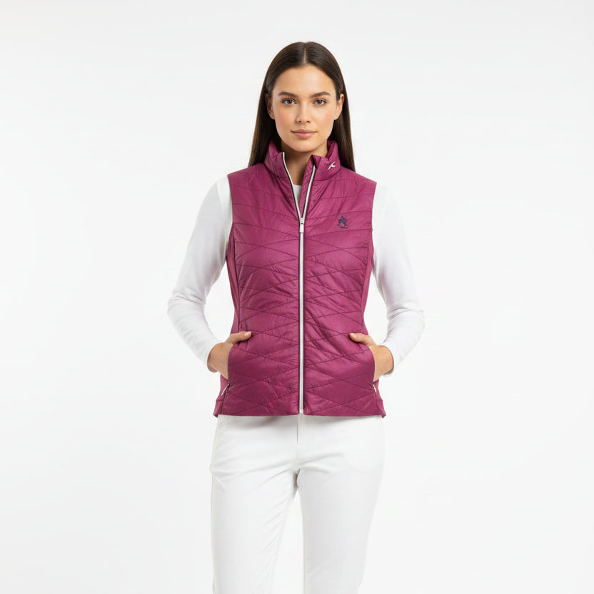 KJUS Women's Golf Vest Retention (w/logo) Deep Ruby/Atlanta Blue Size S