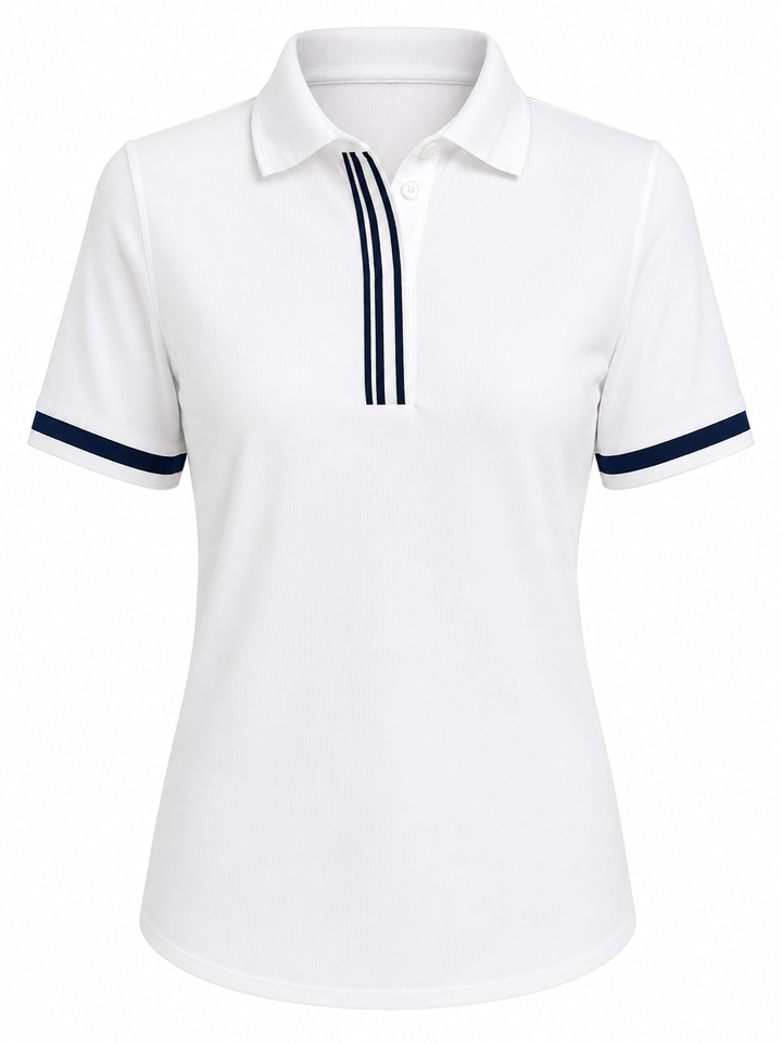 Foray Golf Button Packet Rib Polo - White