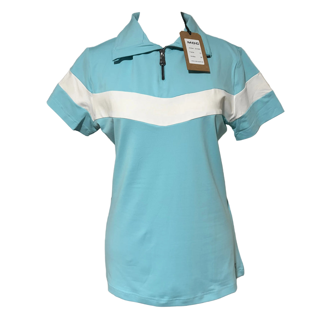 MDC Jersey Zip Polo Shirt - Sea/White - Skorzie