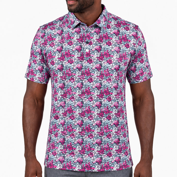 Black Clover Men's Golf Polo Flower Power Black Sand Size L