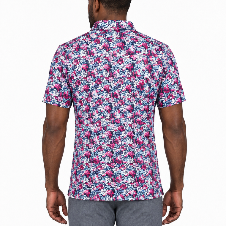 Black Clover Men's Golf Polo Flower Power Black Sand Size L