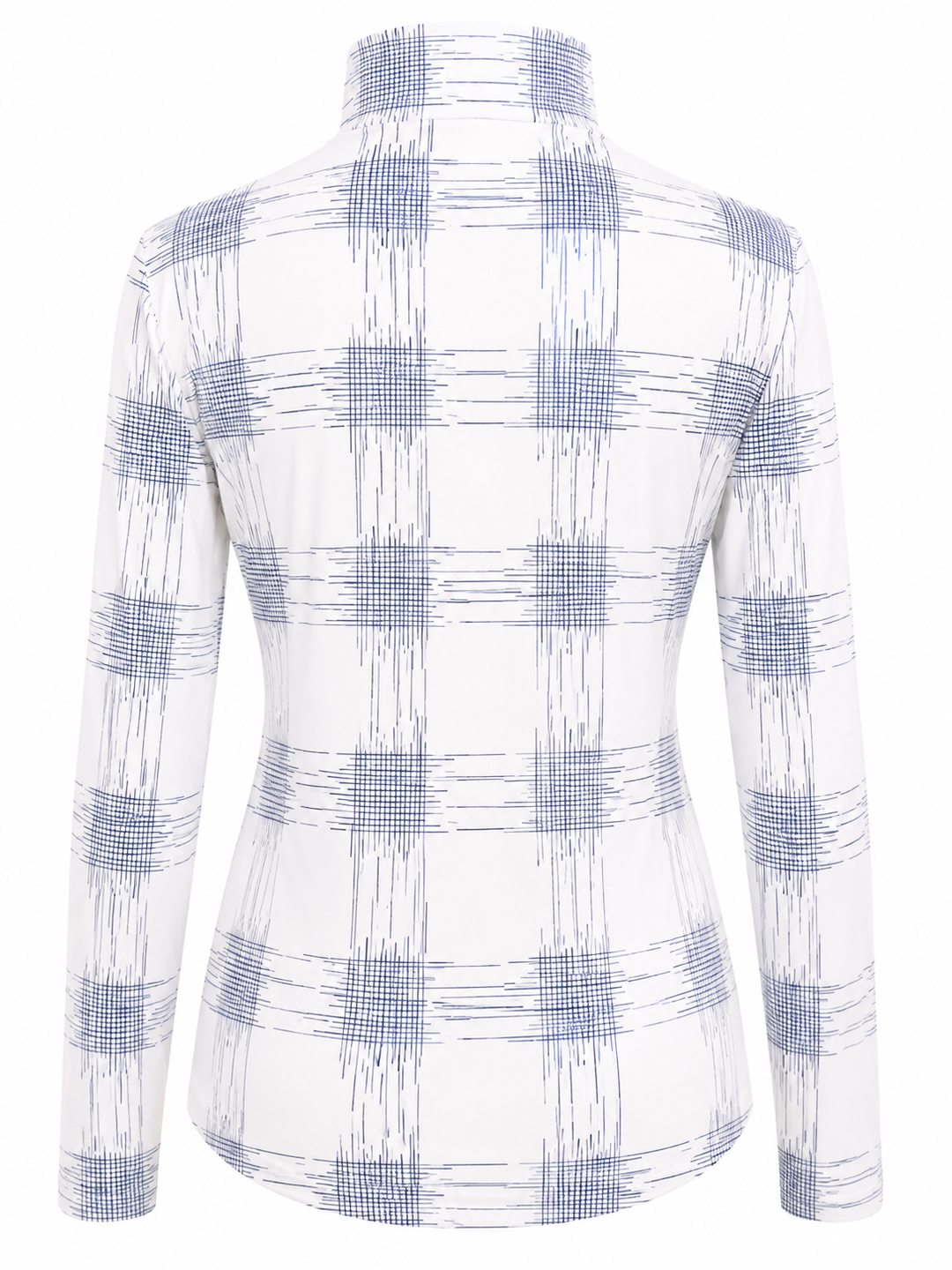 SanSoleil Womens Long Sleeve Foil Print Mock - Metallic Blue Hash