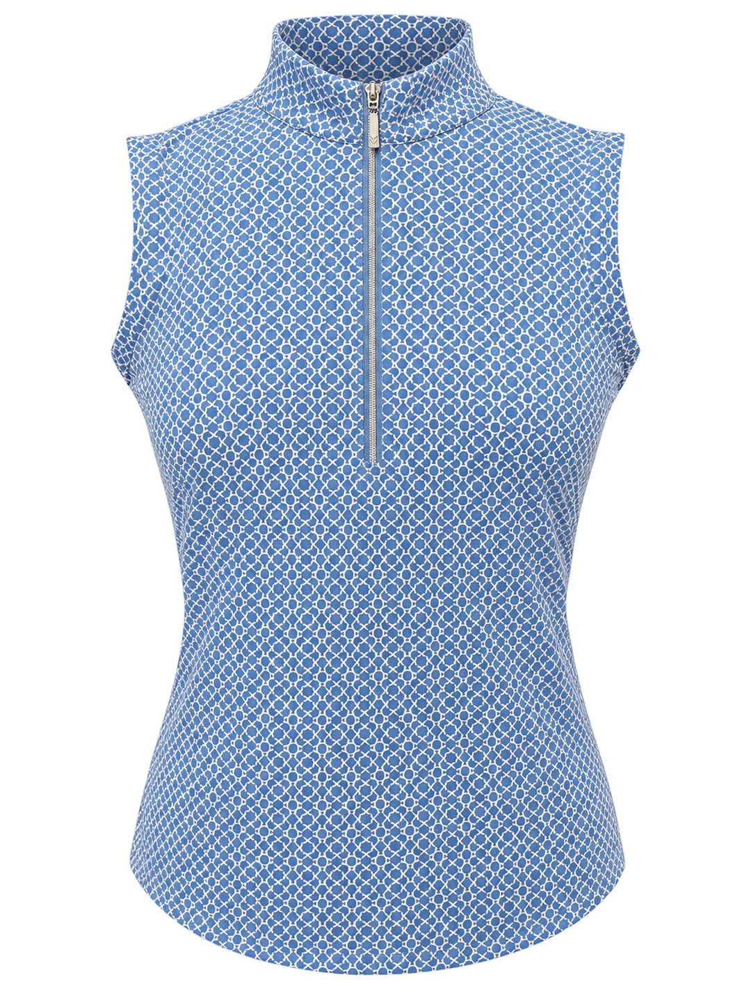 GGBlue Womens Sleeveless Tess Mosaic Print Zip Mock - Periwinkle/White