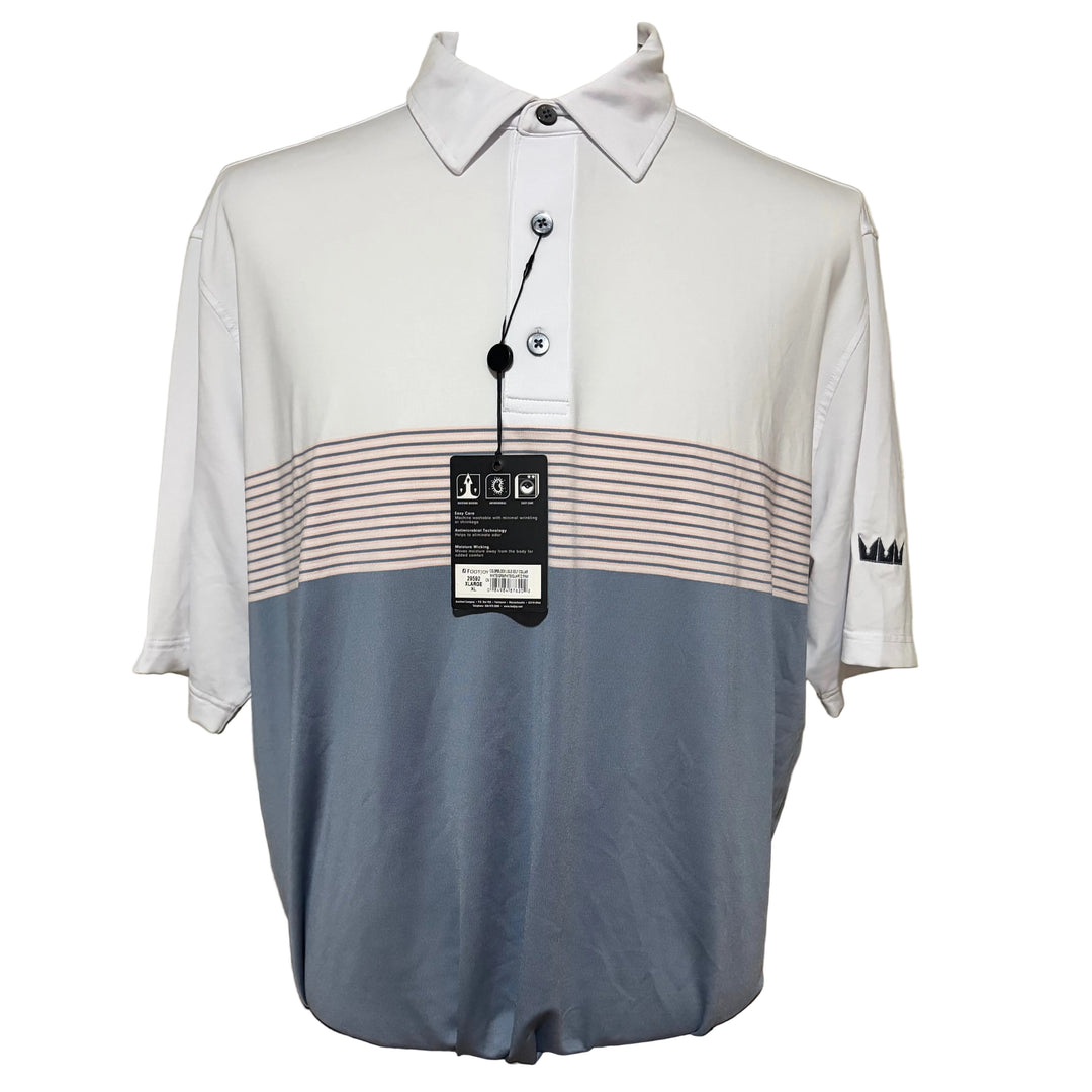 FootJoy Lisle Color Block Polo (w/logo) - White/Graphite/Pink - X-Large - Skorzie