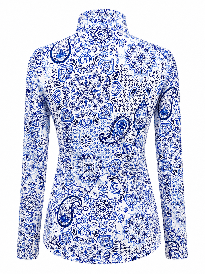 G-Lifestyle Long Sleeve Quarter Zip Top - Blue Paisley - Small