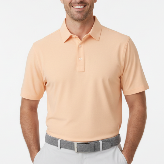 Straight Down Men's Golf Polo Dodge Cantaloupe Size L