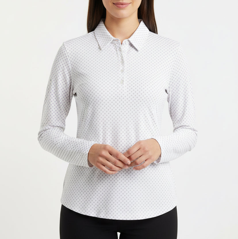 Straight Down Women's Golf Polo Roses L/S Cosmic Size M
