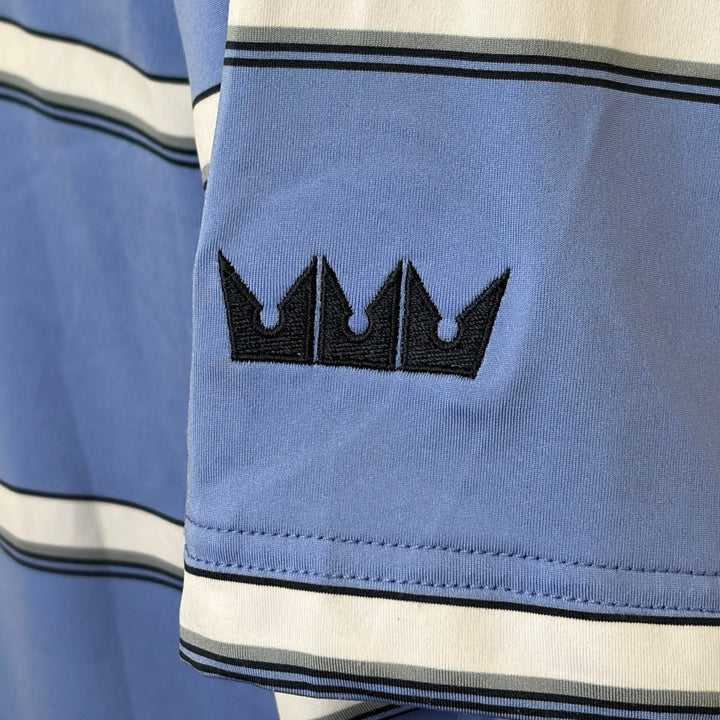 FootJoy Open Stripe Lisle Polo (w/logo) - Blue Violet - Small - Skorzie