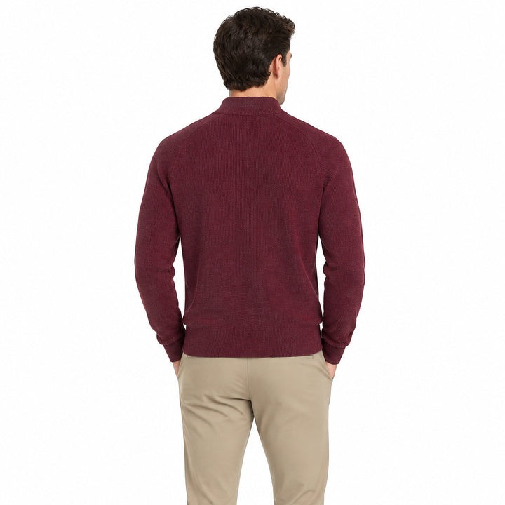 Raffi Men's Zip Mock Merino Merlot Size S