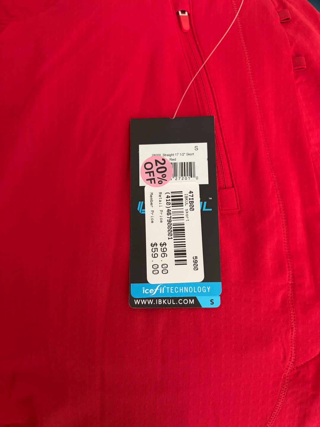 IBKUL Women's Skort Solid Straight (17.5") Red Size S