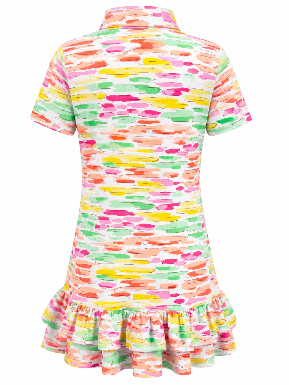 IBKUL Short Sleeve Watercolor Ruffle Dress - XL - Skorzie