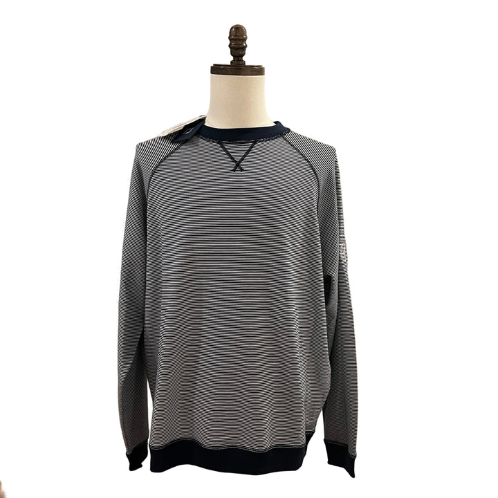 FootJoy French Terry Feeder Stripe Crewneck (w/logo) - Navy/White - Skorzie