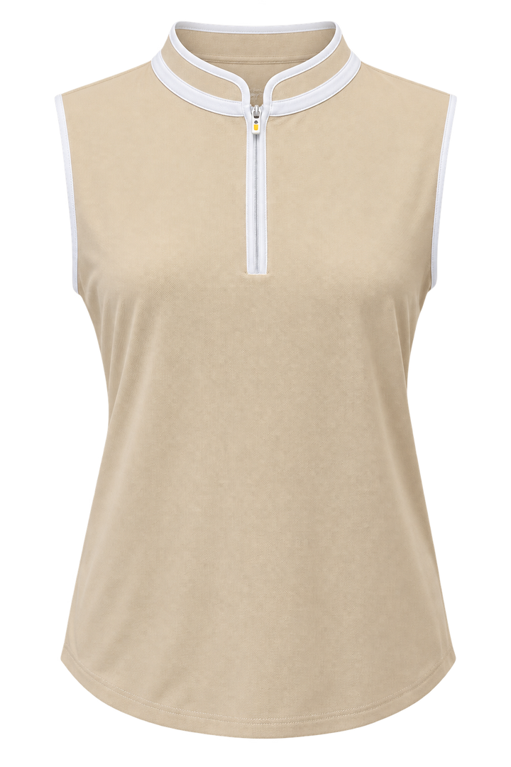 Swing Control Pique Mockneck Sleeveless Shirt - Desert