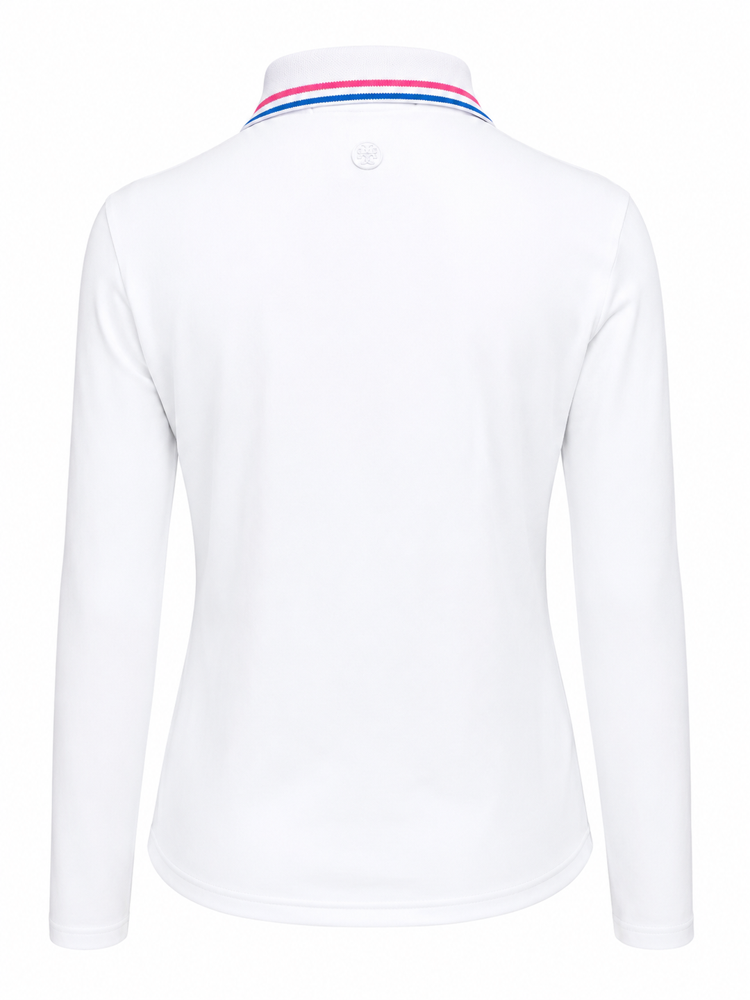 G/FORE Silky Tech Nylon Long Sleeve Polo - White/Pink/Blue - Small