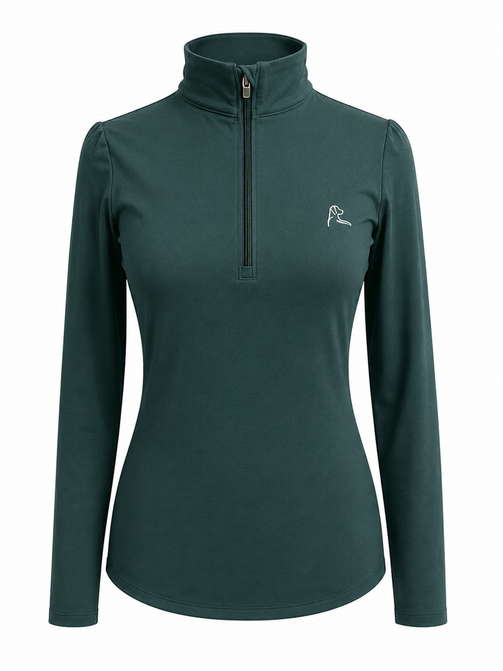 Rhoback Women's Quarter Zip (w/ Logo) - Ponderosa Green - XS - Skorzie