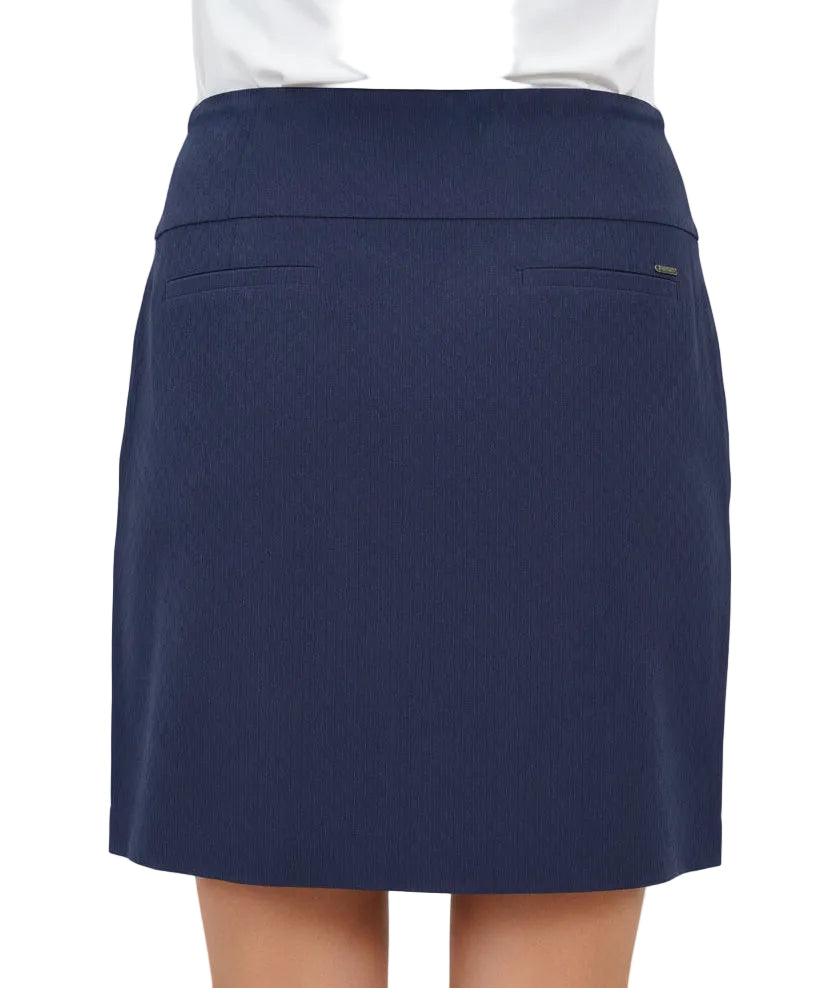 Swing Control Solid Textured Jacquard Vented Skort 18" - Navy - 6 - Skorzie
