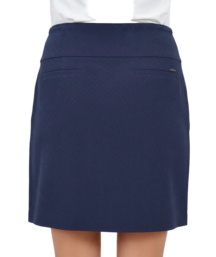 Swing Control Solid Textured Jacquard Vented Skort 18" - Navy - 6 - Skorzie