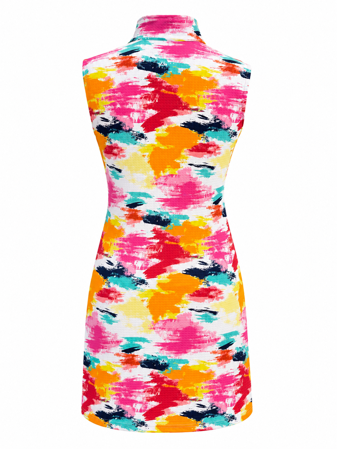 IBKUL Sleeveless Zip Mock Dress - Mai Tai