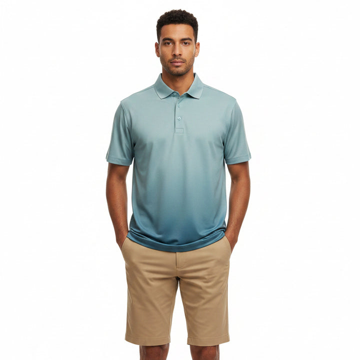 G/FORE Men's Polo Gradient Tech Jersey Light Sage/Sea Foam Size M